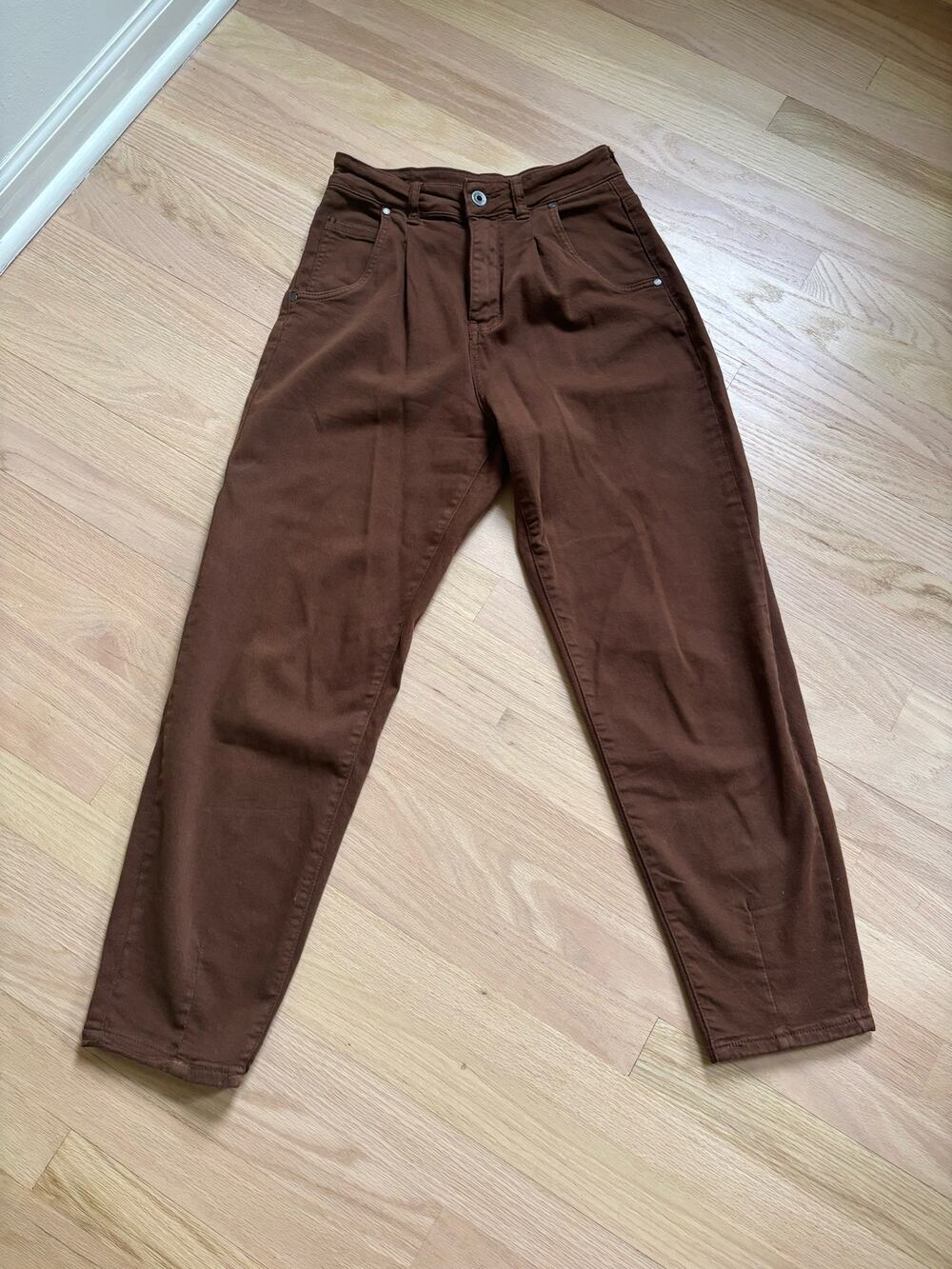 High Rise Brown Denim Pants Small